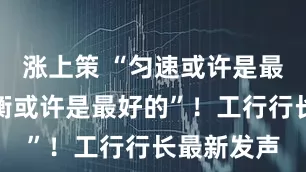涨上策 “匀速或许是最快的，平衡或许是最好的”！工行行长最新发声